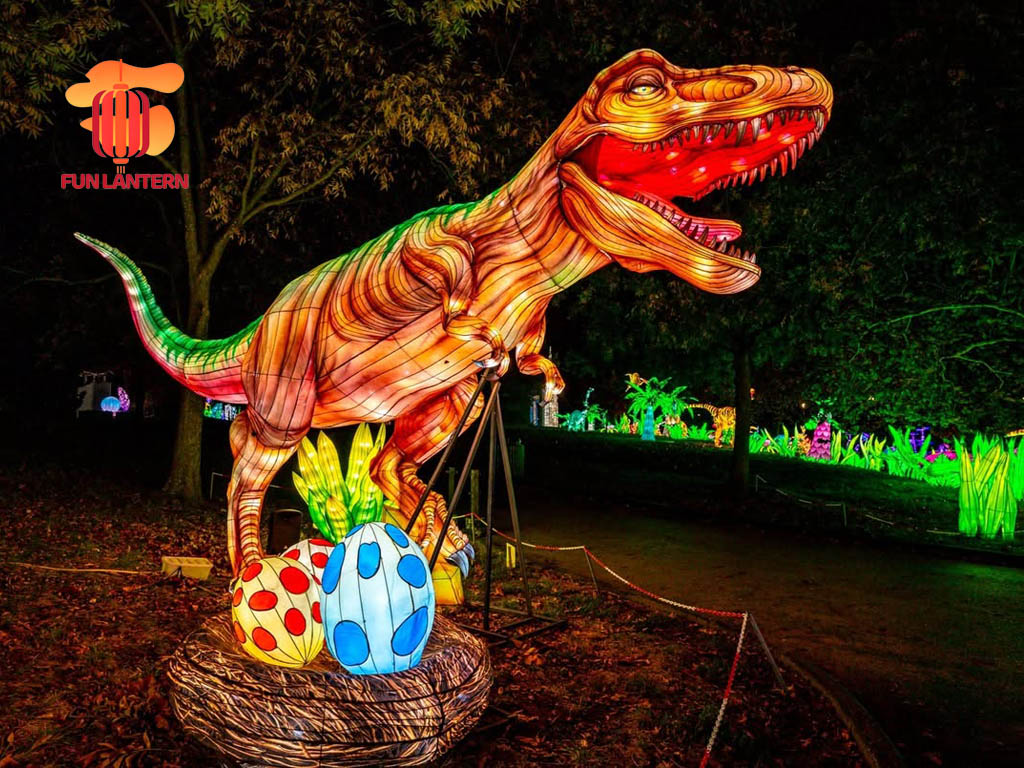 Animal Lantern Display - Majestic T-Rex with Dinosaur Nest